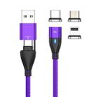 FLOVEME YXF221434 PD 60W 6 in 1 USB / USB-C / Type-C to 8 Pin + Micro USB + USB-C / Type-C Magnetic Braided Fast Charging Data Cable with Light, Length: 2m(Purple) - 1