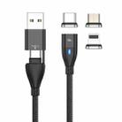 FLOVEME YXF221434 PD 100W 6 in 1 USB / USB-C / Type-C to 8 Pin + Micro USB + USB-C / Type-C Magnetic Braided Fast Charging Data Cable with Light, Length: 1.8m(Black) - 1