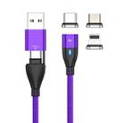 FLOVEME YXF221434 PD 100W 6 in 1 USB / USB-C / Type-C to 8 Pin + Micro USB + USB-C / Type-C Magnetic Braided Fast Charging Data Cable with Light, Length: 1.8m(Purple) - 1