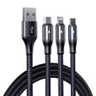 ROCK G18 Flash Charge Series 3 in 1 Data Cable USB to 8PIN + USB-C / Type-C + Micro USB Charging Cable, Cable Length: 120cm - 1