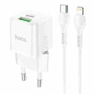 hoco N20 PD 20W Type-C / USB-C + QC 3.0 USB Mini Dual Fast Charger with Type-C / USB-C to 8 Pin Data Cable , EU Plug (White) - 1