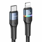 USAMS US-SJ538 U76 Type-C / USB-C to 8 Pin PD Aluminum Alloy Colorful Lights Fast Charging Data Cable, Length: 1.2m(Black) - 1