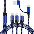 5 in 1 3A USB + USB-C / Type-C to 8 Pin + Micro USB + USB-C / Type-C Interface Two-color Braided Fast Charging Data Cable, Cable Length: 1.2m (Blue) - 1