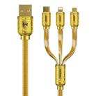 WK WDC-162 6A 8 Pin + Type-C / USB-C + Micro USB 3 In 1 Fast Charging Data Cable, Length: 1m (Gold) - 1