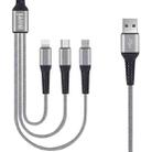 IVON CA39 2.4A Max 8 Pin + Type-C + Micro USB 3 in 1 Charging Cable, Length: 1.2m - 1