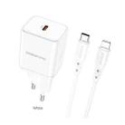 Borofone BN6 PD 20W Single Port Travel Charger with Type-C / USB-C to 8 Pin Cable, EU Plug(White) - 1