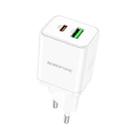 Borofone BN7 PD20W + QC3.0 Dual Ports Travel Charger, EU Plug(White) - 1