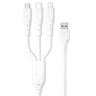 WK WDC-153 8 Pin + Type-C / USB-C + Micro USB 3 In 1 Fast Charging Data Cable, Length: 1.2m (White) - 1