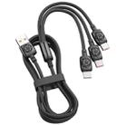 YT23085 Carved 3.5A 3 in 1 USB to Type-C / 8 Pin / Micro USB Fast Charging Cable, Cable Length: 1.2m(Black) - 1