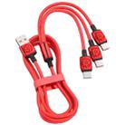 YT23085 Carved 3.5A 3 in 1 USB to Type-C / 8 Pin / Micro USB Fast Charging Cable, Cable Length: 1.2m(Red) - 1