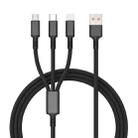 Braided 3A 3 in 1 USB to Type-C / 8 Pin / Micro USB Fast Charging Cable, Cable Length: 1.2m(Black) - 1