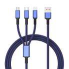 Braided 3A 3 in 1 USB to Type-C / 8 Pin / Micro USB Fast Charging Cable, Cable Length: 1.2m(Blue) - 1