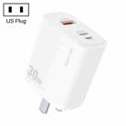 WK WP-U132 PD 30W USB-C/Type-C+USB+8 Pin Bidirectional Charger, US Plug (White) - 1