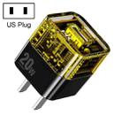 WK WP-U149 20W USB+USB-C/Type-C Dual Port Transparent Charger, Specifications: US Plug (Black) - 1