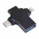 X09 4 in 1 USB to Dual 8 Pin+USB-C/Type-C Interface OTG Adapter (Black) - 1