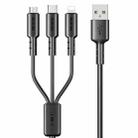 WEKOME WDC-02 Tidal Energy Series 3A USB to 8 Pin+Type-C+Micro USB 3 in 1 PVC Data Cable, Length: 1.2m (Black) - 1