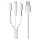 WEKOME WDC-02 Tidal Energy Series 3A USB to 8 Pin+Type-C+Micro USB 3 in 1 PVC Data Cable, Length: 1.2m (White) - 1