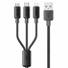 WEKOME WDC-04 Tidal Energy Series 3A USB to 8 Pin+Type-C+Micro USB 3 in 1 Braided Data Cable, Length: 1.2m (Black) - 1