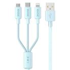 WEKOME WDC-04 Tidal Energy Series 3A USB to 8 Pin+Type-C+Micro USB 3 in 1 Braided Data Cable, Length: 1.2m (Blue) - 1