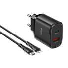 Yesido YC47 USB-C / Type-C + USB Travel Charger with 1m USB-C / Type-C to 8 Pin Cable, EU Plug (Black) - 1