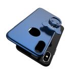 For iPhone X / XS AIQAA Solid Color Metal Paint Plastic PC Dropproof Protective case with Bear Ring Holder(Dark Blue) - 1