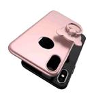 For iPhone X / XS AIQAA Solid Color Metal Paint Plastic PC Dropproof Protective case with Bear Ring Holder(Rose Gold) - 1