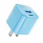 WK WP-U129 Color Sugar 20W USB+USB-C/Type-C Fast Charge Charger, CN Plug(Blue) - 1