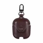 PU Leather Wireless Bluetooth Earphone Protective Case for Apple AirPods 1 / 2, with Metal Buckle(Brown) - 1