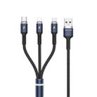 WK WDC-1191.2m 2.4A 3 in 1 USB to 8Pin + Micro USB + USB-C / Type-C Fython Luminous Charging Cable(Black) - 1