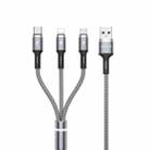 WK WDC-1191.2m 2.4A 3 in 1 USB to 8Pin + Micro USB + USB-C / Type-C Fython Luminous Charging Cable(Silver) - 1