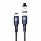 USAMS US-SJ495 U66 Type-C / USB-C to 8 Pin + USB-C / Type-C 2 in 1 PD Aluminum Alloy Magnetic Fast Charging Data Cable, Length: 1.2m - 1