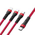 100W 6A Type-C to 8 Pin+Type-C+Micro USB Charging Data Cable, 1.3m(Red) - 1