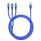 Orange Plug 3A 3 in 1 USB to Type-C / 8 Pin / Micro USB Fast Charging Cable, Cable Length: 1.2m(Blue) - 1