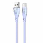 USAMS US-SJ494 U65 Type-C to USB Transparent Smooth Corrugated Silicone Data Cable, Cable Length: 1m(Purple) - 1