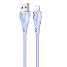 USAMS US-SJ493 U65 8 Pin to USB Transparent Smooth Corrugated Silicone Data Cable, Cable Length: 1m (Purple) - 1