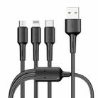 Yesido CA41 3.5A USB to 8 Pin + Micro USB + USB-C / Type-C Charging Cable, Length: 1m(Black) - 1