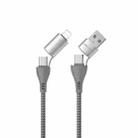 WK WDC-112 4 In 1 Dual Type-C / USB-C + USB + 8 Pin Multi-function Interchange Charging Cable(Silver) - 1