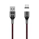 REMAX RC-158m 3A USB to Micro USB Interface Charging + Transmission Magnetic Attraction Polyester Two-color Braided Data Cable, Cable Length: 1m (Red) - 1