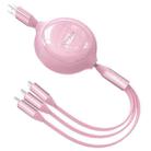 CAFELE Pure Motion Series 3 in 1 USB to 8 Pin + Micro USB + USB-C / Type-C Two-way Telescopic Fast Charging Data Cable, Cable Length: 1.2m (Pink) - 1