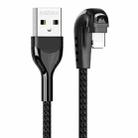 REMAX RC-177i Heymanba II 2.1A USB to 8 Pin 180 Degrees Elbow Zinc Alloy Braided Gaming Data Cable, Cable Length: 1m(Black) - 1