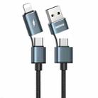 REMAX RC-020t 2.4A Aurora Series 4 in 1 8 Pin + USB +2 x Type-C Data Snyc Charging Cable, Cable Length: 1m(Black) - 1