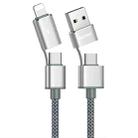 REMAX RC-020t 2.4A Aurora Series 4 in 1 8 Pin + USB +2 x Type-C Data Snyc Charging Cable, Cable Length: 1m(Silver) - 1