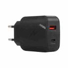 LZ-819A+C QC3.0 USB + PD 18W USB-C / Type-C Interfaces Travel Charger with Indicator Light, EU Plug (Black) - 1