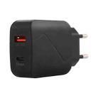 LZ-819A+C QC3.0 USB + PD 18W USB-C / Type-C Interfaces Travel Charger with Indicator Light, EU Plug (Black) - 3