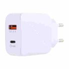 LZ-819A+C QC3.0 USB + PD 18W USB-C / Type-C Interfaces Travel Charger with Indicator Light, EU Plug (White) - 3