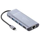 6 in 1 USB 2.0 x 3 + HDMI + RJ45 + 8 Pin Female Charging Port to 8 Pin Male Multi-function Dock Station Adapter - 1