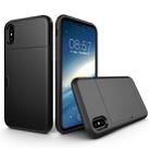 For iPhone X / XS TPU + PC Dropproof Protective Back Cover Case with Card Slot(Black) - 1