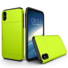 For iPhone X / XS TPU + PC Dropproof Protective Back Cover Case with Card Slot(Fluorescent Green Light) - 1