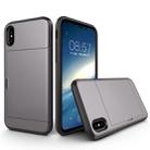 For iPhone X / XS TPU + PC Dropproof Protective Back Cover Case with Card Slot(Grey) - 1