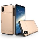 For iPhone X / XS TPU + PC Dropproof Protective Back Cover Case with Card Slot(Gold) - 1